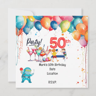 Ping Pong 50. Geburtstagsparty Einladung