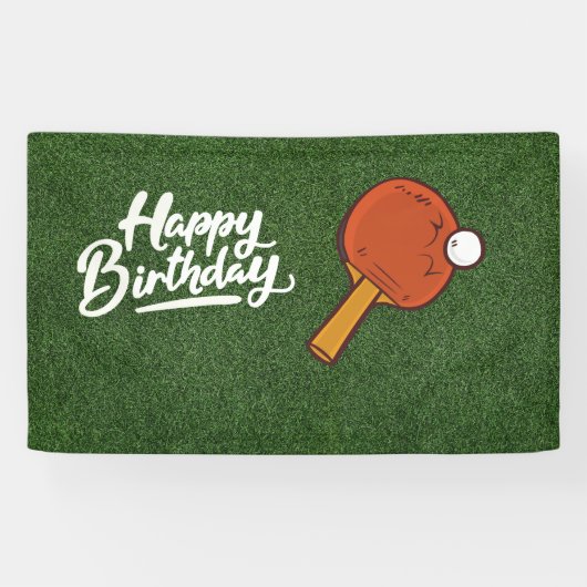 Ping Pong auf grünem Gras Happy Birthday Banner (Horizontal)