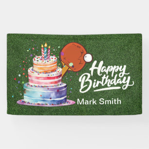 Ping Pong auf grünem Gras Happy Birthday Banner