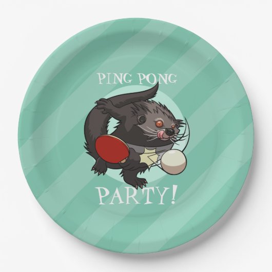Ping Pong Binturong Tischtennis Player Bearcat Pappteller (Vorderseite)