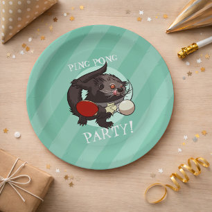Ping Pong Binturong Tischtennis Player Bearcat Pappteller