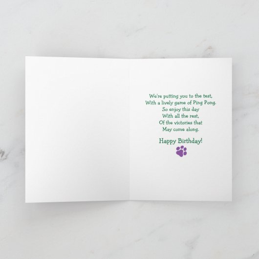 Ping Pong Cats Birthday Bud & Tony Notecard Karte (Innenseite)
