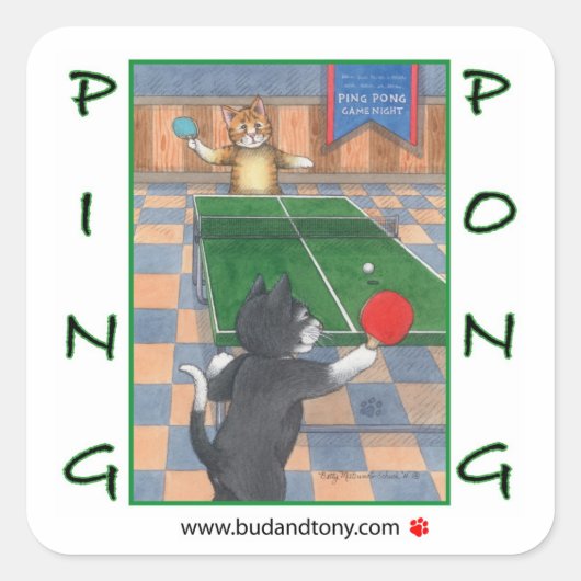 Ping Pong Cats Bud & Tony Sticker (Vorderseite)