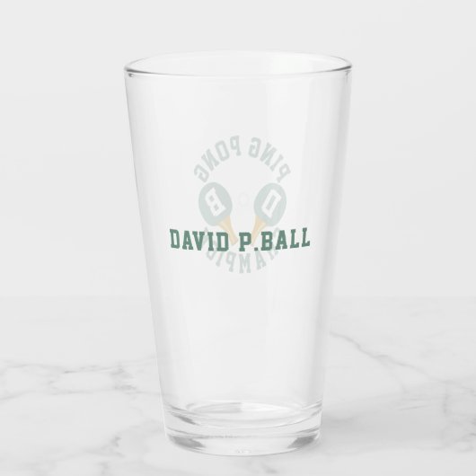 Ping Pong Champion Personalisiert Pint Glass Glas (Rückseite)