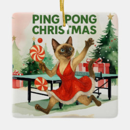 Ping Pong Christmas Themed for Siamese Cat lovers  Keramikornament