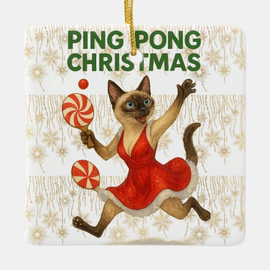 Ping Pong Christmas Themed for Siamese Cat lovers  Keramikornament (Vorderseite)