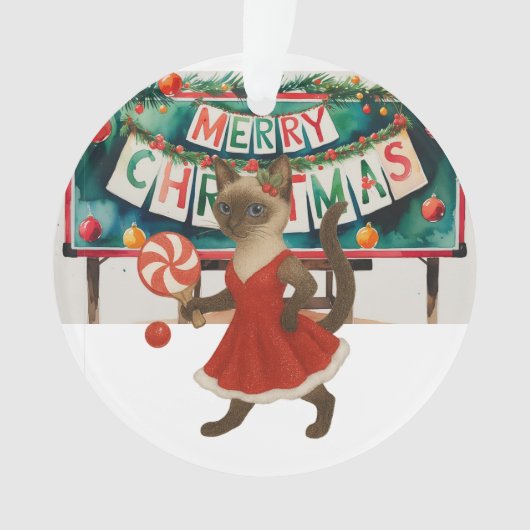 Ping Pong Christmas Themed for Siamese Cat lovers  Ornament (Vorderseite)