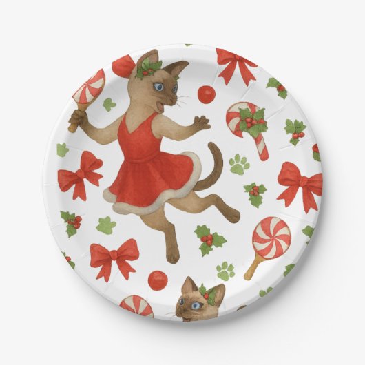  Ping Pong Christmas themed for Siamese Cat lovers Pappteller (Vorderseite)