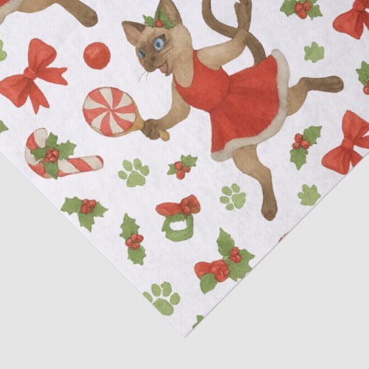Ping Pong Christmas themed for Siamese Cat Lovers Seidenpapier (Detail)