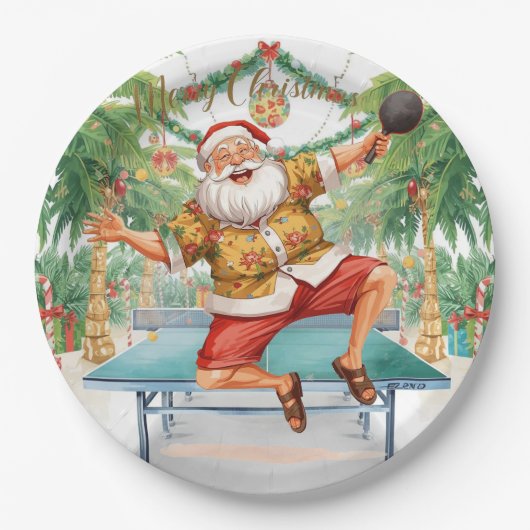 Ping pong Christmas with Santa Claus Pappteller (Vorderseite)