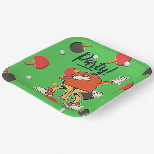 Ping Pong Dabbing Tischtennis Party lustig Pappteller (Gewinkelt)
