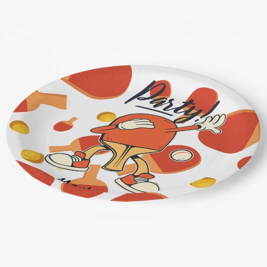 Ping Pong Dabbing Tischtennis Party lustig Pappteller (Schrägansicht)