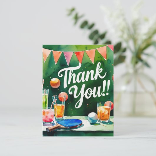 Ping Pong Dankeskarte (Stehend Vorderseite)