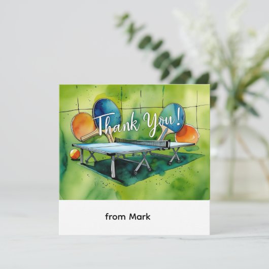 Ping Pong Dankeskarte (Stehend Vorderseite)