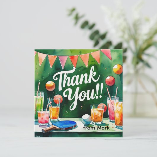 Ping Pong Dankeskarte (Stehend Vorderseite)