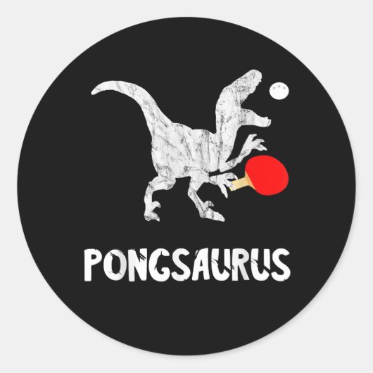 Ping Pong Dinosaurs Pingpong Player Dino Table Ten Runder Aufkleber (Vorderseite)