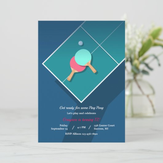 Ping Pong  Einladung (Stehend Vorderseite)
