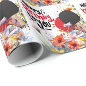 Ping Pong Geburtstag mit Paddel und Blume Geschenkpapier (Rolleneckpunkt)