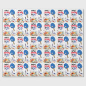 Ping Pong Geburtstag mit Paddel und Blume Geschenkpapier (Flach)