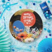 Ping Pong Geburtstag mit Paddel und Blume Pappteller (Party)