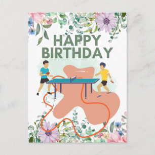 Ping Pong Happy Birthday Table Tennis Player Postkarte