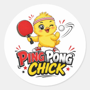 Ping Pong Huhn Süß Tischtennis Design Runder Aufkleber