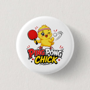Ping Pong Huhn Süßes Tischtennis Design Button