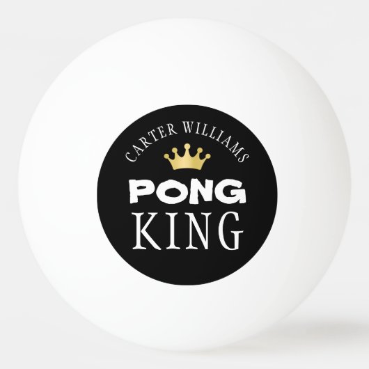 PING PONG KING Gold Crown Personalisiert Black Tischtennisball (Rückseite)