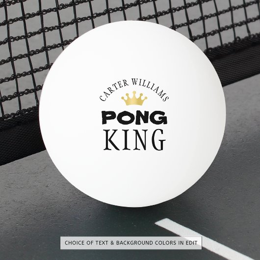 PING PONG KING Gold Crown Personalisiert Tischtennisball