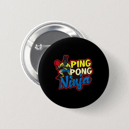 Ping Pong Ninja Design Table Tennis Button (Vorne & Hinten)