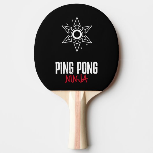 Ping Pong Ninja Moderner roter und weißer Text Tischtennis Schläger (Vorderseite)