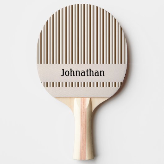 Ping Pong Paddle Brown & Beige Streifen Tischtennis Schläger (Vorderseite)