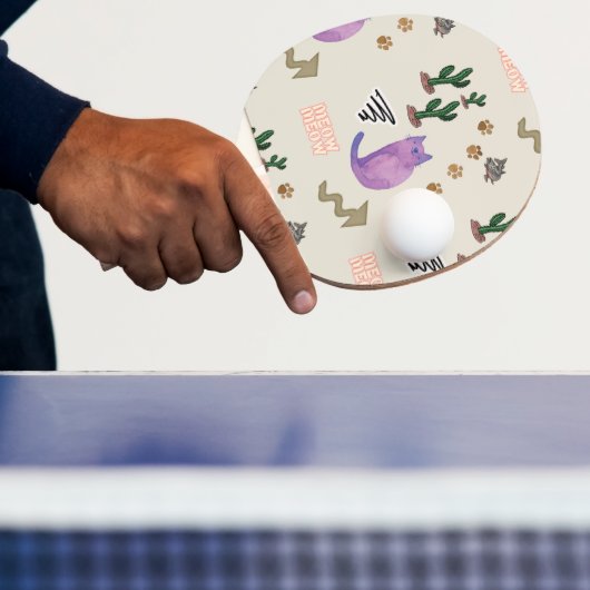 Ping Pong Paddle Kat Fisch Paws Kaktus Meow Tischtennis Schläger (InSitu)