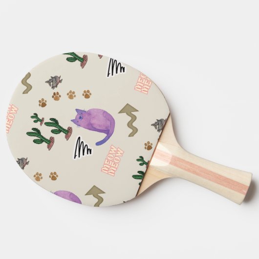 Ping Pong Paddle Kat Fisch Paws Kaktus Meow Tischtennis Schläger (Seitenansicht)