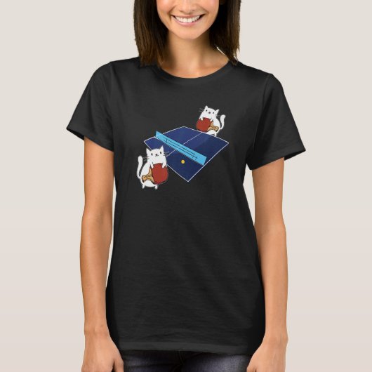 Ping Pong Paddle Ladys Cat Table Tennis Player Ca T-Shirt (Vorderseite)