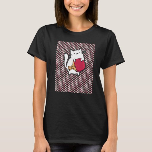 Ping Pong Paddle Ladys Cat Table Tennis Player Ca T-Shirt (Vorderseite)