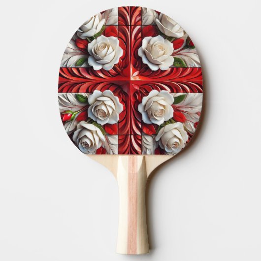 Ping Pong Paddle mit englischen Rose Design Tischtennis Schläger (Rückseite)