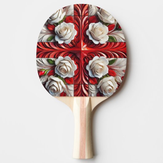 Ping Pong Paddle mit englischen Rose Design Tischtennis Schläger (Vorderseite)