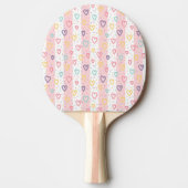 Ping Pong Paddle Pink & White Stripe Hearts Tischtennis Schläger (Vorderseite)