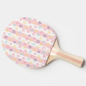 Ping Pong Paddle Pink & White Stripe Hearts Tischtennis Schläger (Seitenansicht)