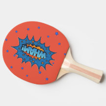 Ping Pong Paddle - Pop Art Wham Blue Orange