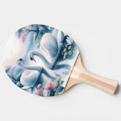 Ping Pong Paddle - Schwäne in einem ruhigen Lily P Tischtennis Schläger (Seitenansicht)