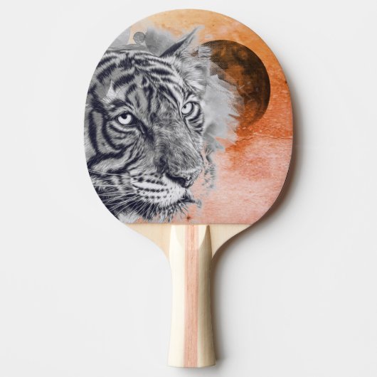 Ping Pong Paddle, TIGER UND SCHWARZER MOON Tischtennis Schläger (Vorderseite)