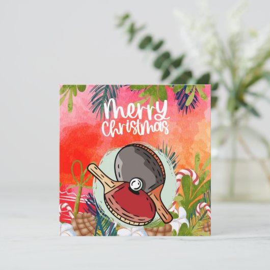 Ping Pong Paddle Weihnachtsgrüßen Karte (Stehend Vorderseite)