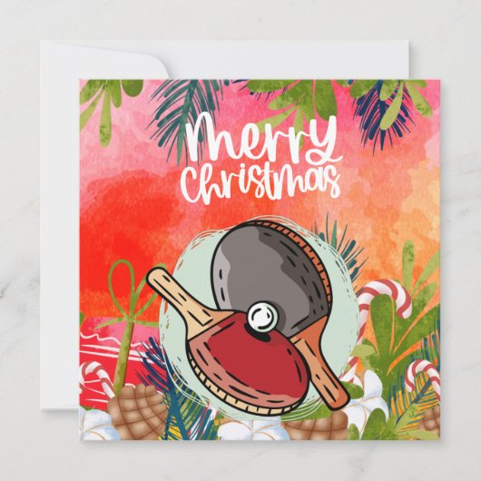 Ping Pong Paddle Weihnachtsgrüßen Karte (Vorderseite)