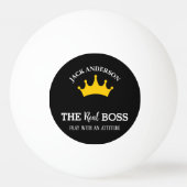 Ping Pong Player Modern Crown Name White Text Tischtennisball (Vorderseite)