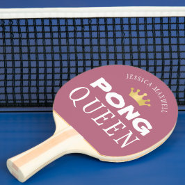 PING PONG QUEEN Name Editable Rose Gold 2-seitig Tischtennis Schläger