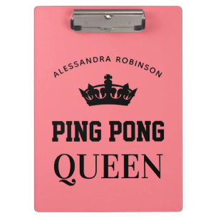 Ping Pong Queen Name personalisiert Klemmbrett