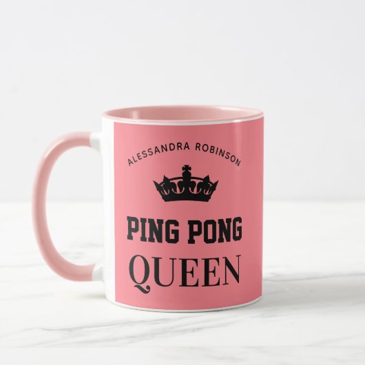 Ping Pong Queen Name personalisiert Tasse (Links)
