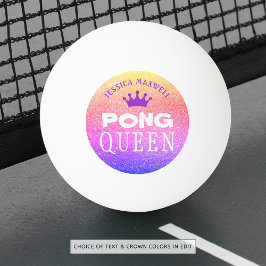 PING PONG QUEEN Personalisiert Multi Color Glitzer Tischtennisball